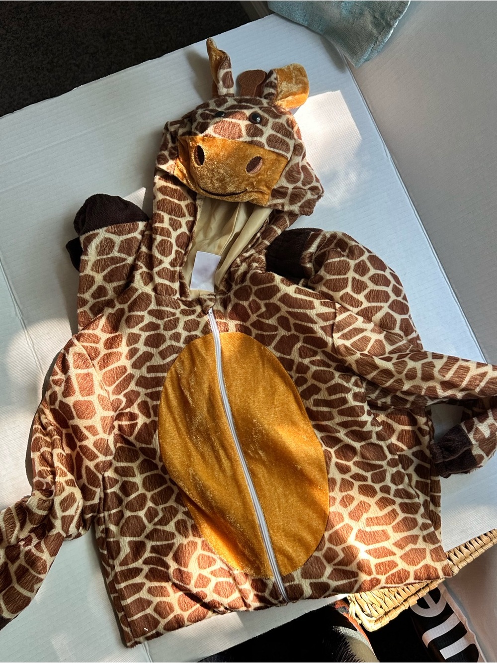 Kids Giraffe Costume one piece pajama - Brown Plush Hooded Animal Outfit